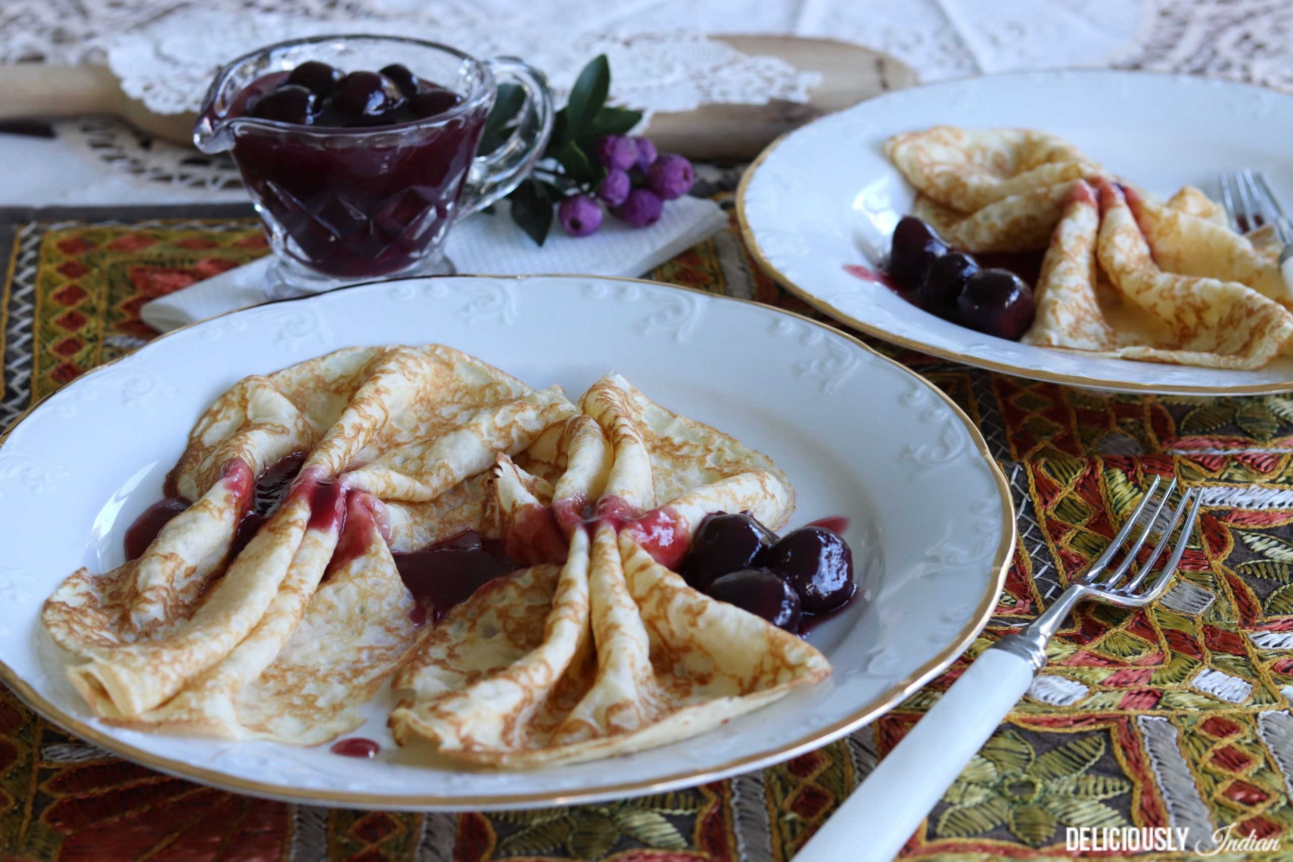 Crepes with Black Cherry Sauce