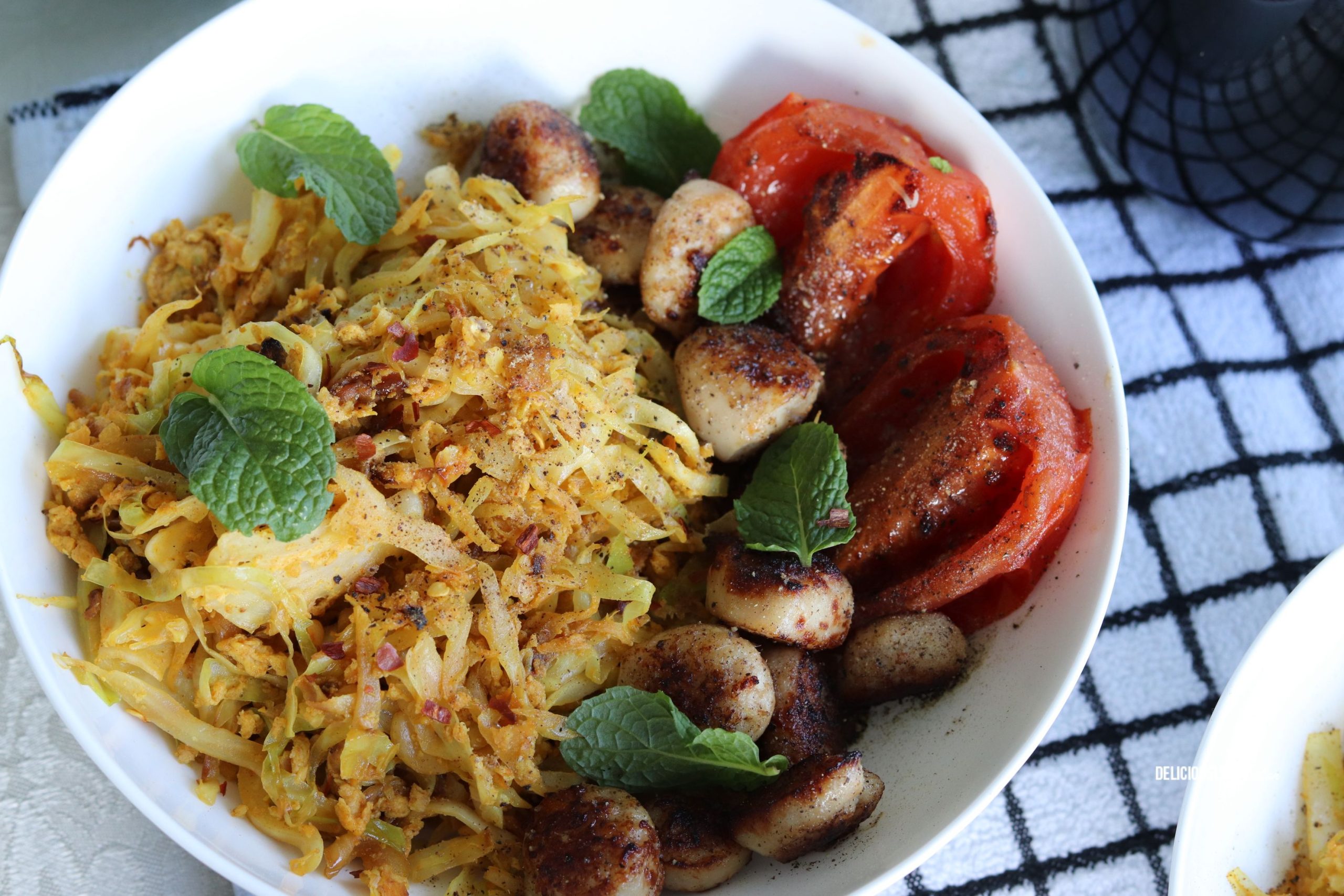Cabbage and Chipolata Breakfast Bowls